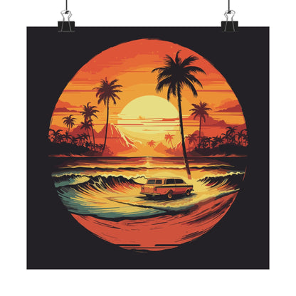 Beach Cruiser Nights Square Art Print