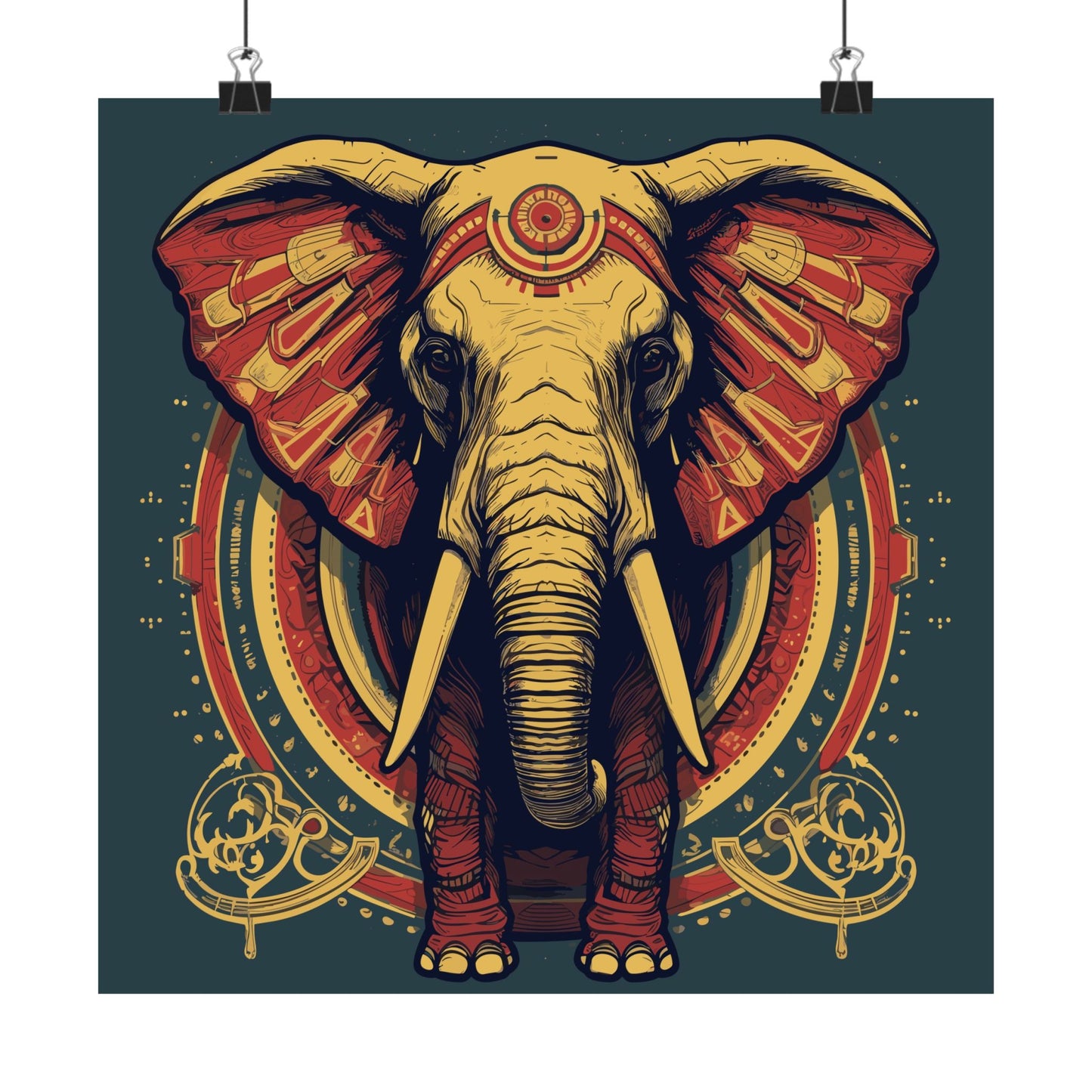Circus Royale retro vintage art square matte art print with vintage circus elephant design