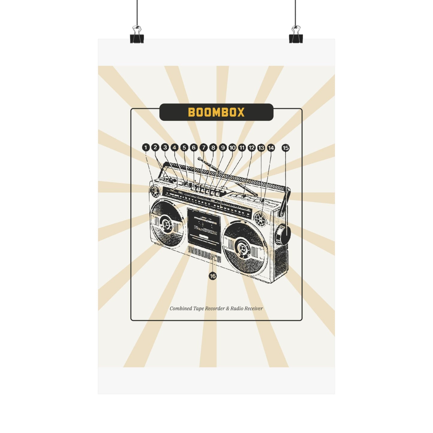 Boombox Blueprint Retro Poster