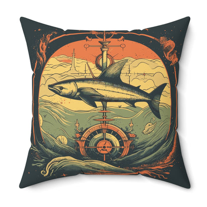 Shark Compass Throw Pillow