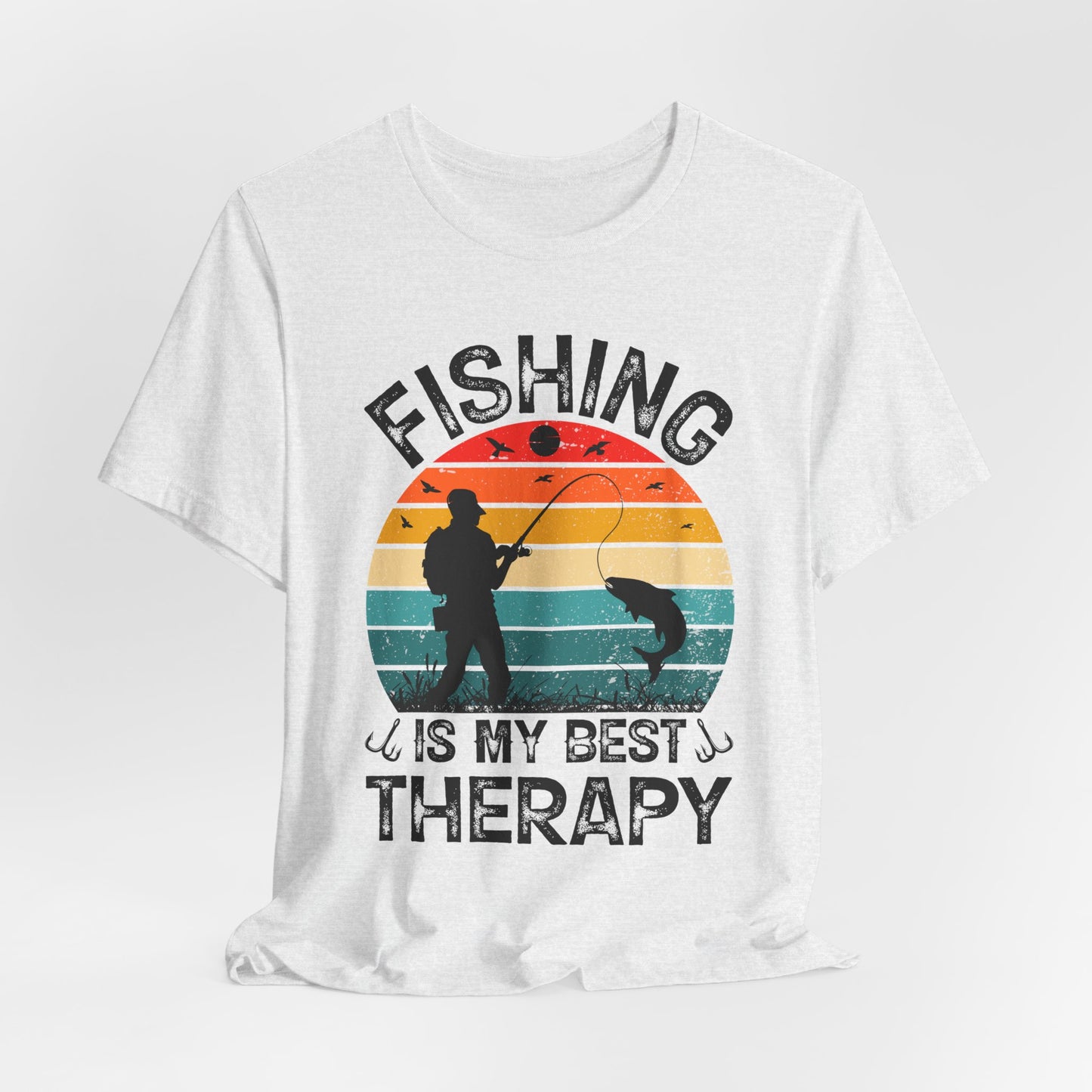 Fishing Is My Best Therapy Retro Sunset Tee