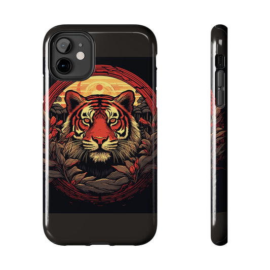 Tiger Wreath retro vintage art tough phone case with vintage tiger design