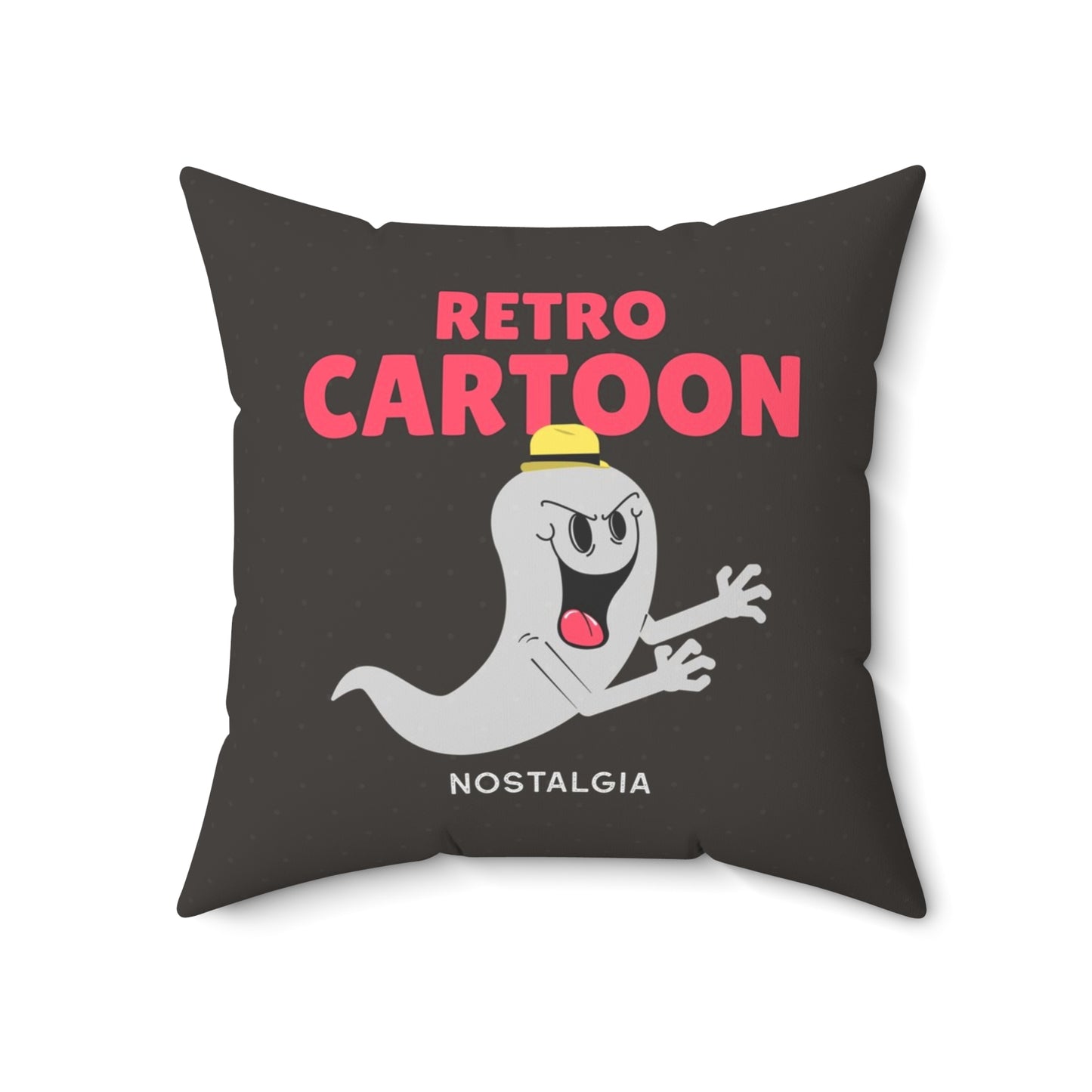 Retro Cartoon Ghost Throw Pillow