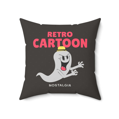 Retro Cartoon Ghost Throw Pillow
