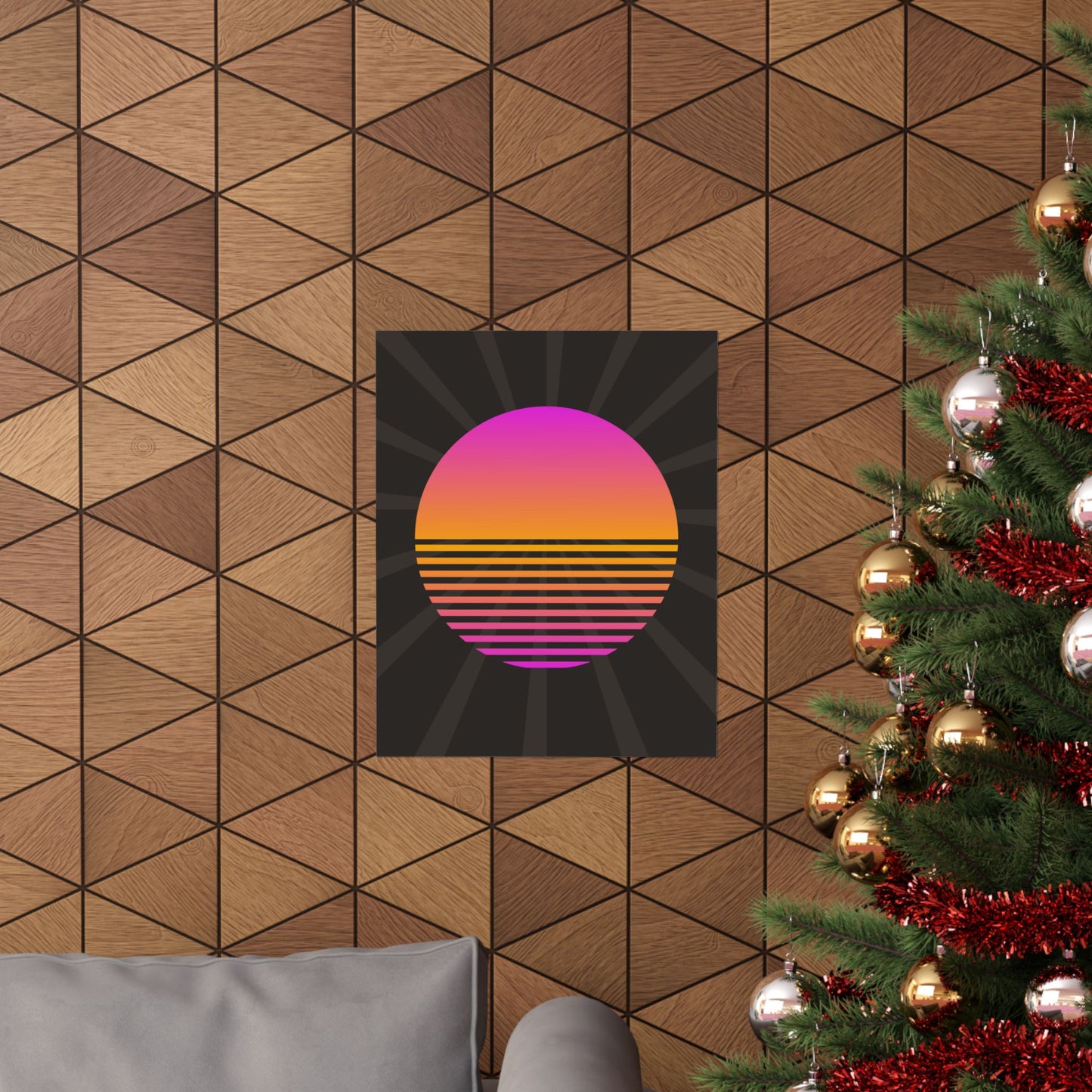Sunset Grid Retro Poster