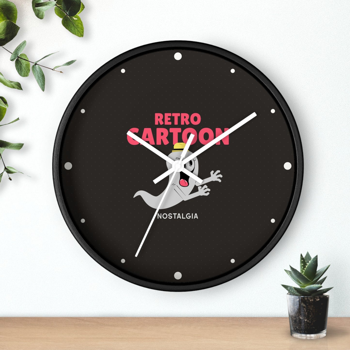 Retro Cartoon Ghost Wall Clock
