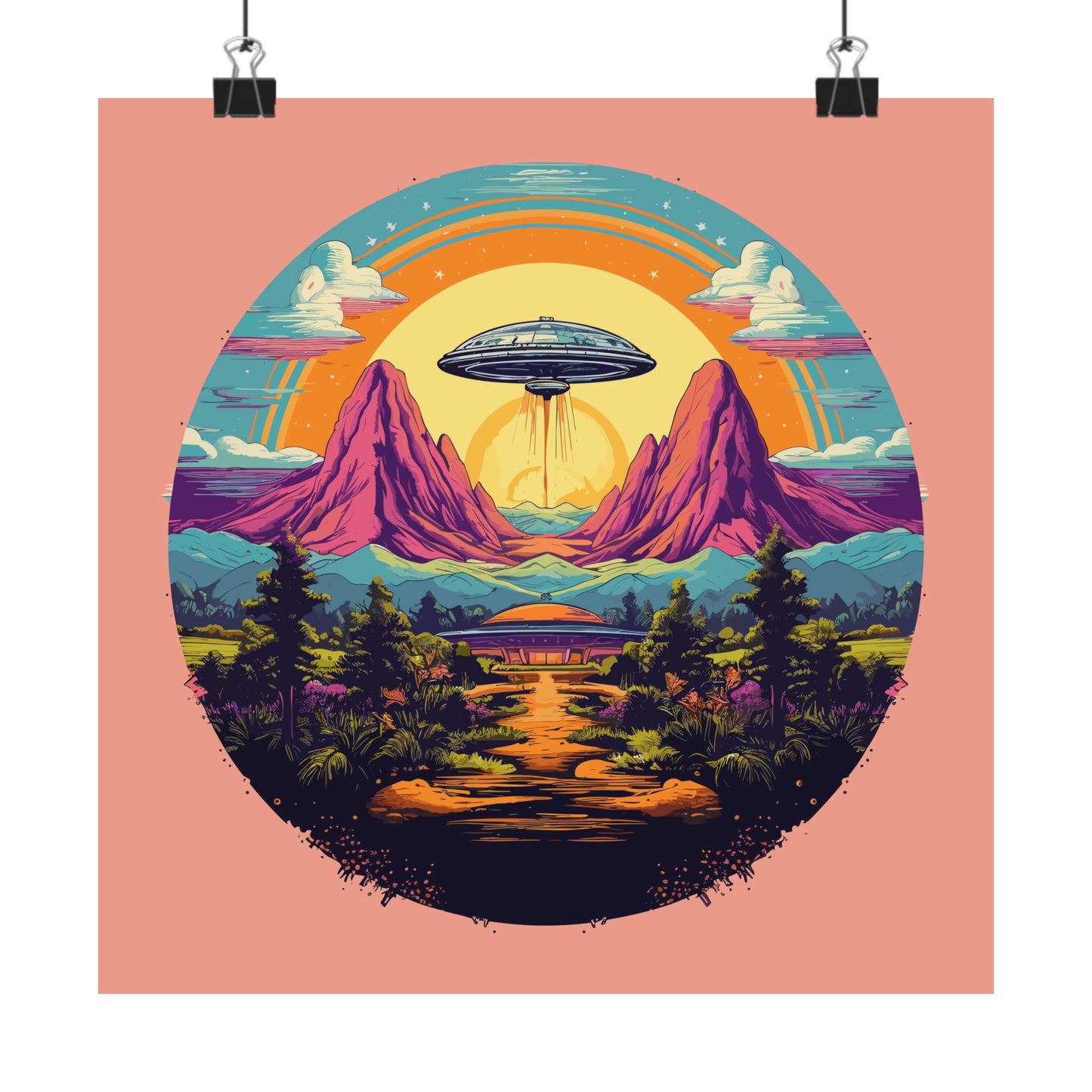 Rainbow Saucer Square Art Print