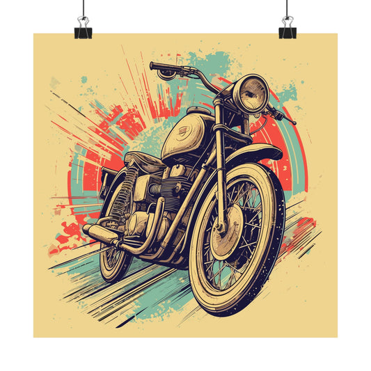 Cafe Racer Sketch retro vintage art square matte art print with vintage cafe racer design