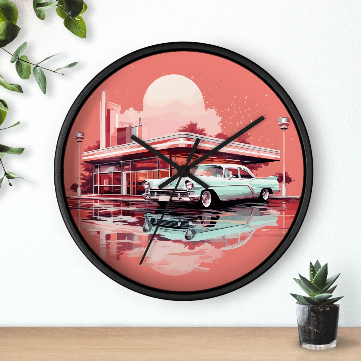 Chrome & Neon Diner Wall Clock