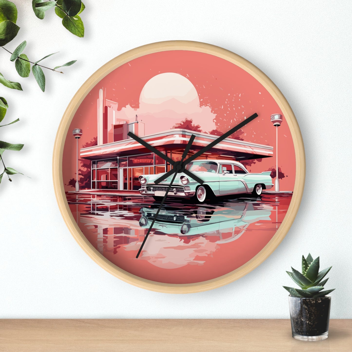 Chrome & Neon Diner Wall Clock