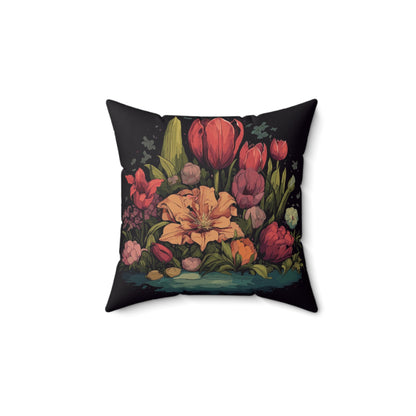 Tulip Garden Throw Pillow