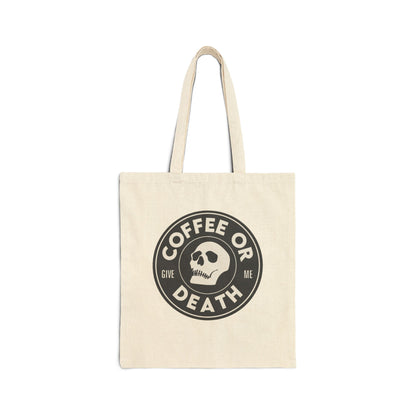 Coffee or Give Me Death Tote Bag | Funny Coffee Lover Reusable Bag | Barista Humor Tote | Coffee Addict Grocery Bag