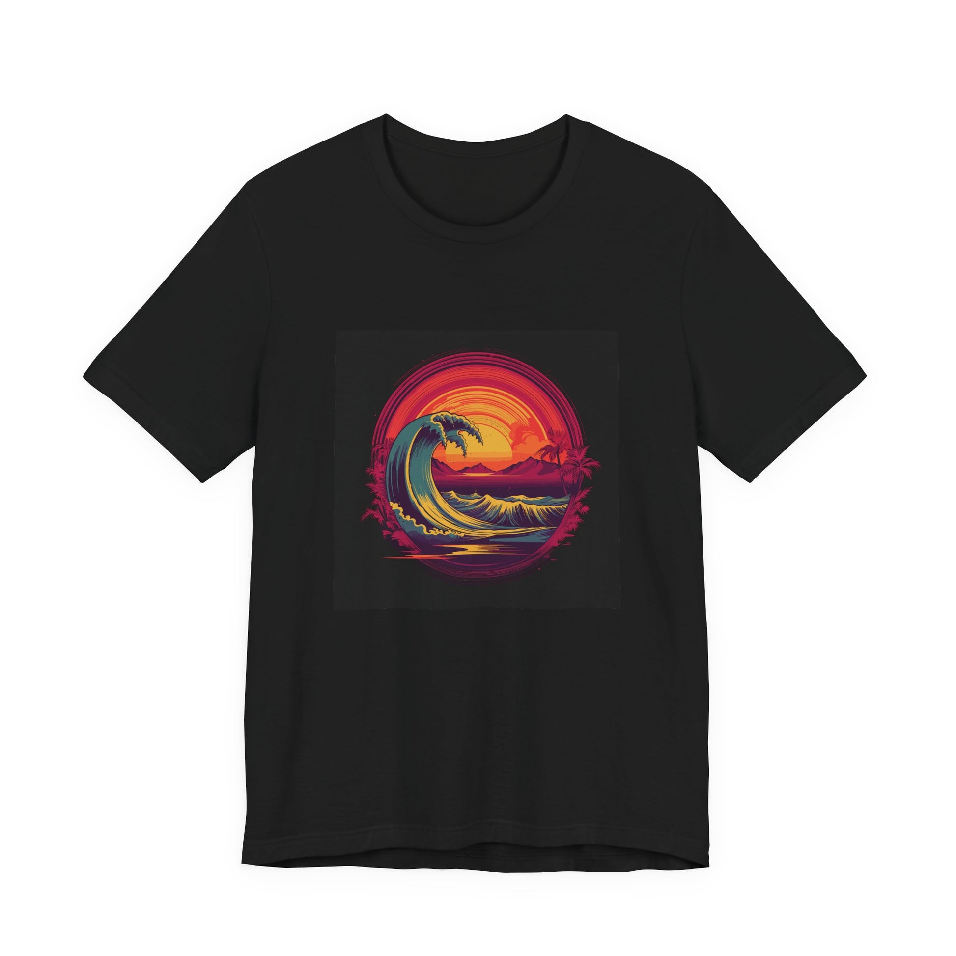 The Big Wave retro vintage art unisex t-shirt with retro surf wave design