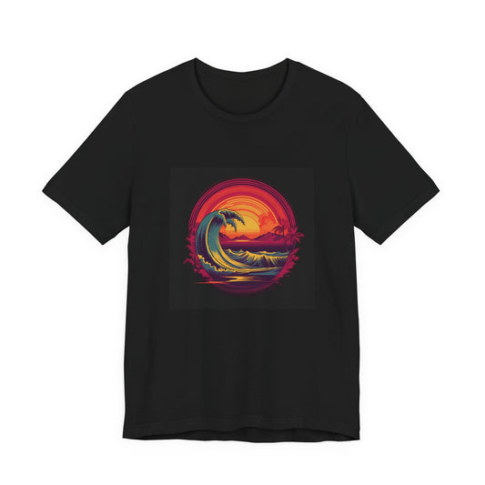 The Big Wave retro vintage art unisex t-shirt with retro surf wave design