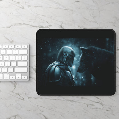 Galactic Hunter & Wolf Mouse Pad | Cinematic Sci-Fi Desk Mat | Gamer Setup Upgrade