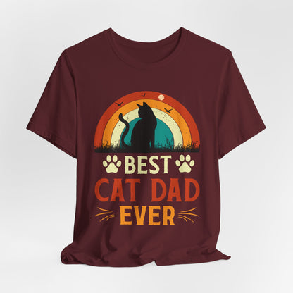 Best Cat Dad Ever Retro Sunset Tee