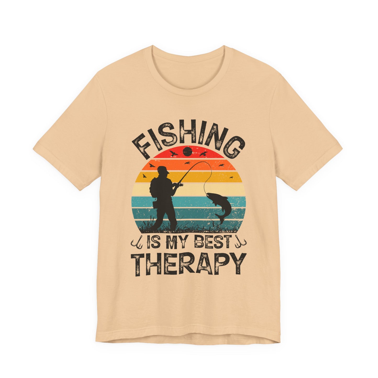 Fishing Is My Best Therapy Retro Sunset Tee