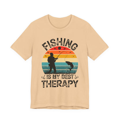 Fishing Is My Best Therapy Retro Sunset Tee