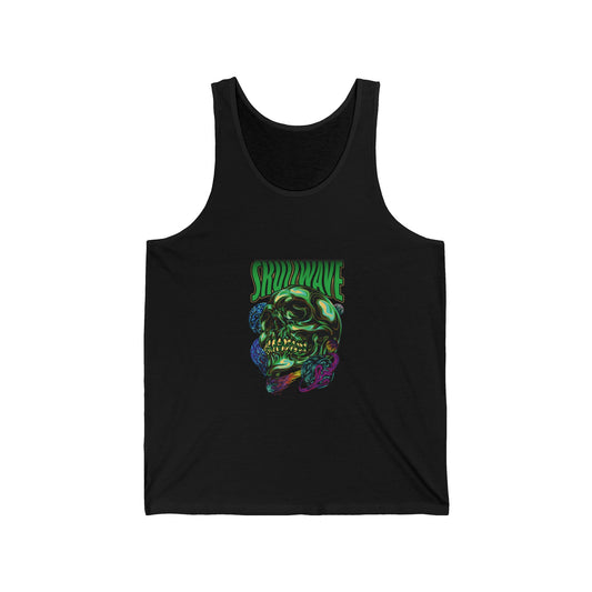 Skullwave jersey tank top with retro print