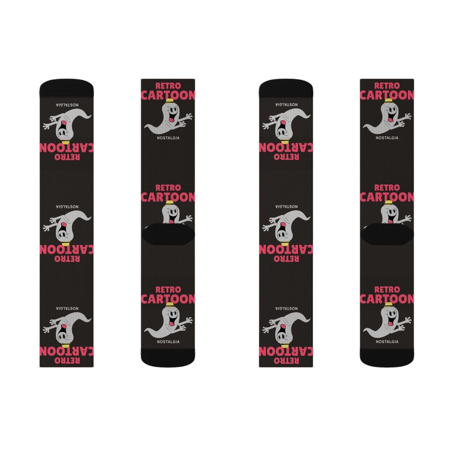 Retro Cartoon Ghost Crew Socks