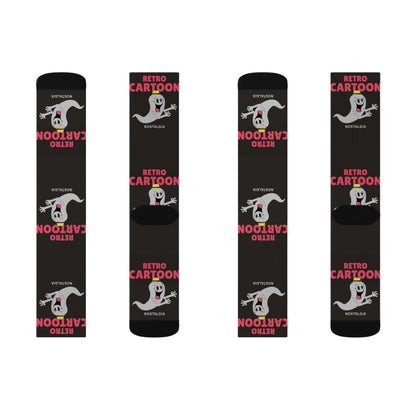 Retro Cartoon Ghost Crew Socks