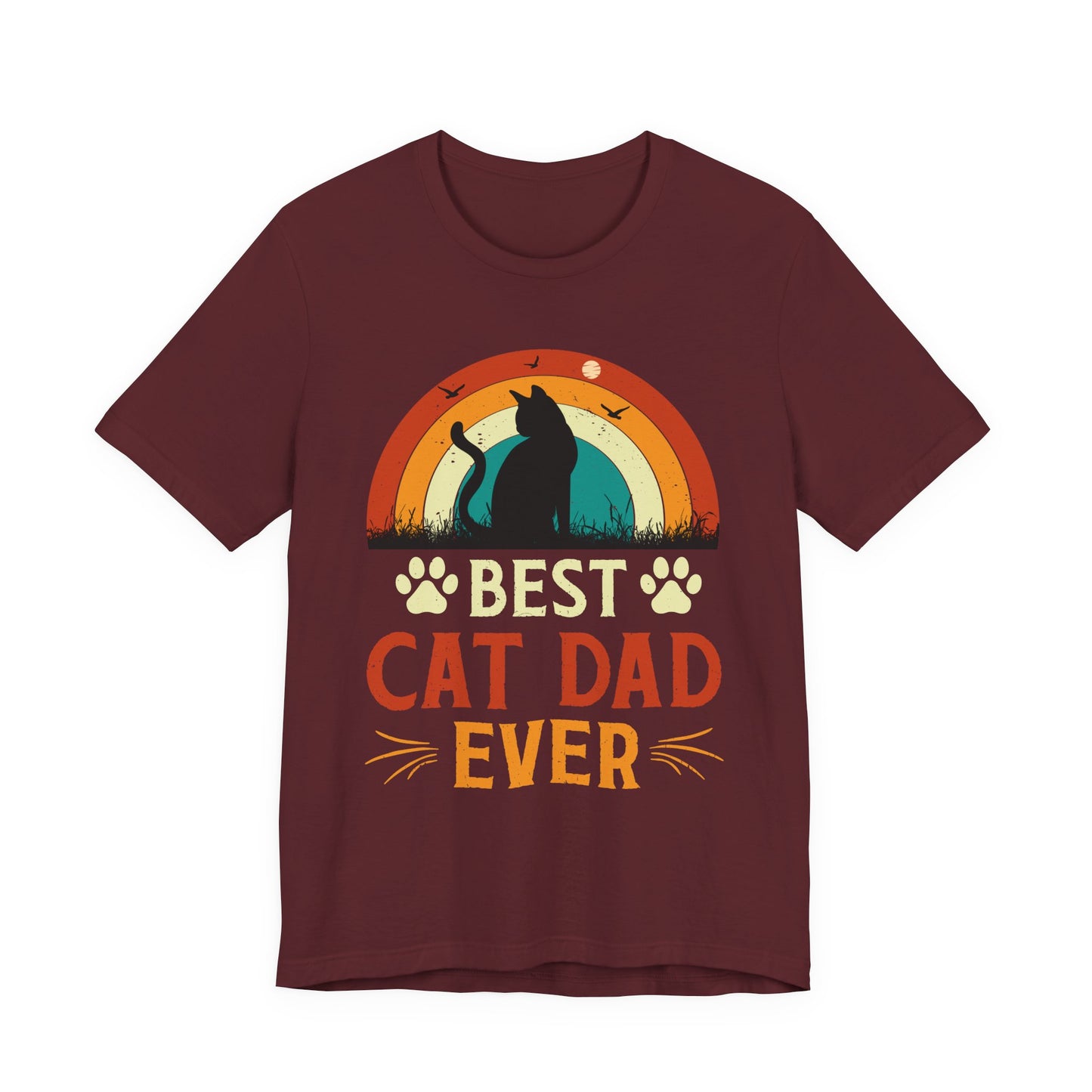 Best Cat Dad Ever Retro Sunset Tee