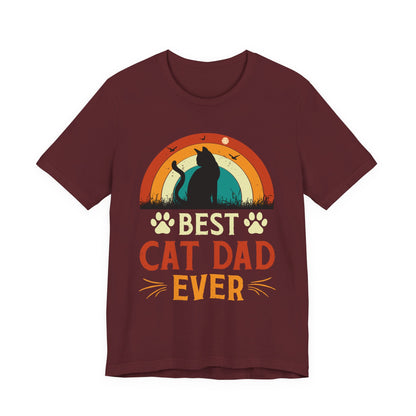 Best Cat Dad Ever Retro Sunset Tee