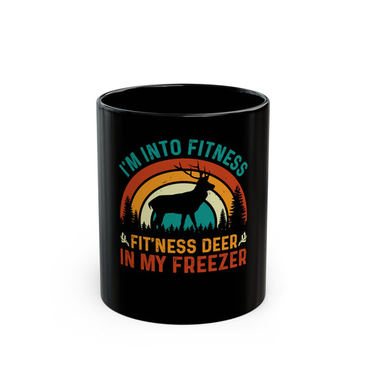 Fit'ness Deer In My Freezer Black Coffee Mug