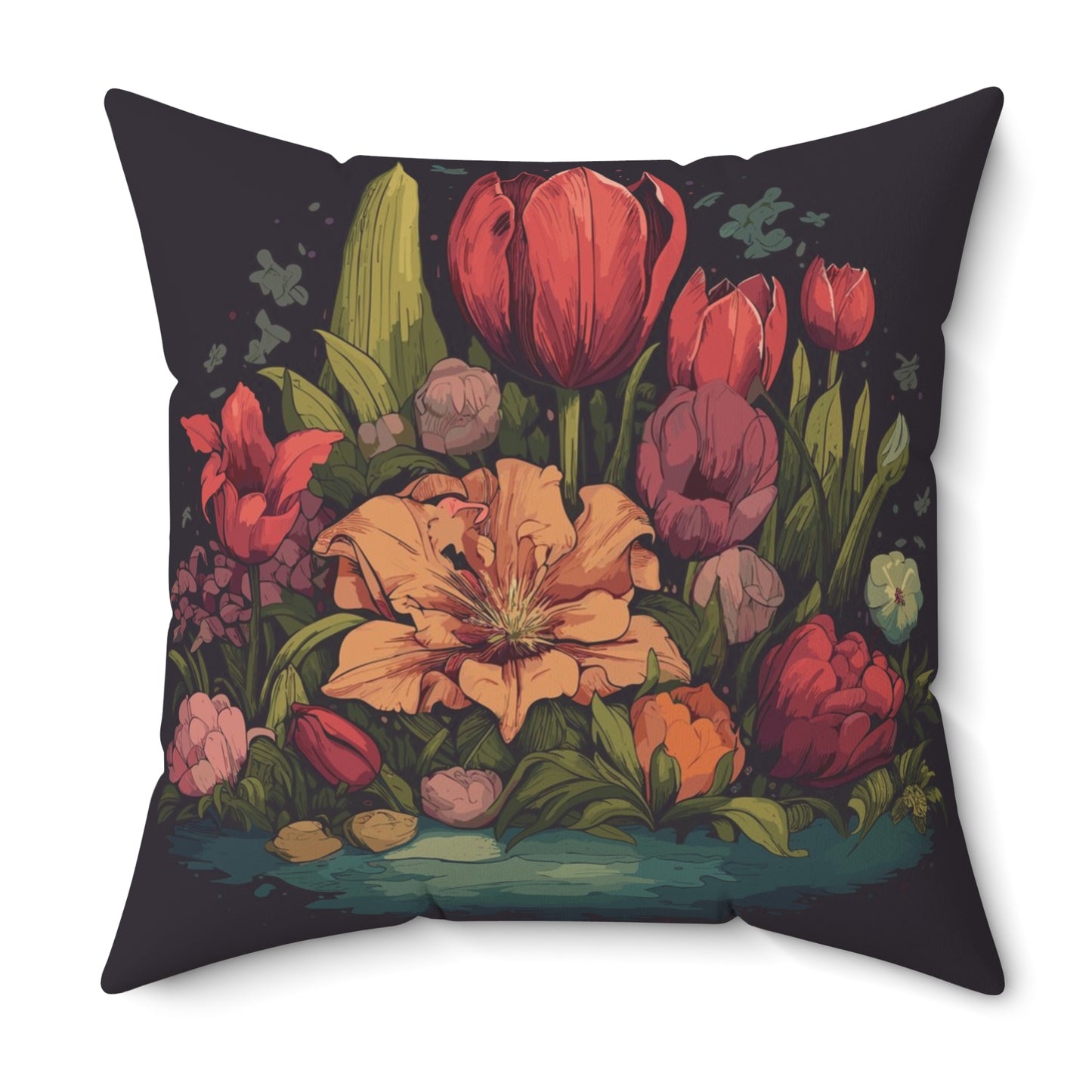 Tulip Garden Throw Pillow