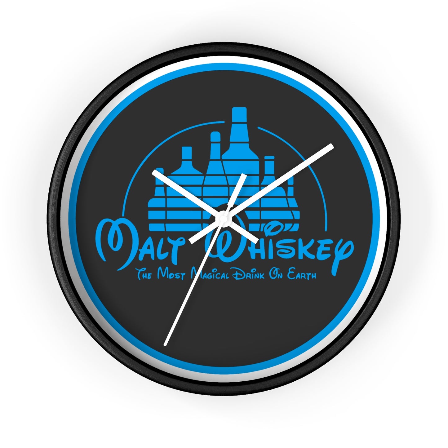 Malt Whiskey Bottles Wall Clock | Blue Logo Liquor Bar Decor