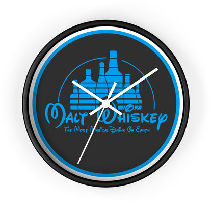 Malt Whiskey Bottles Wall Clock | Blue Logo Liquor Bar Decor