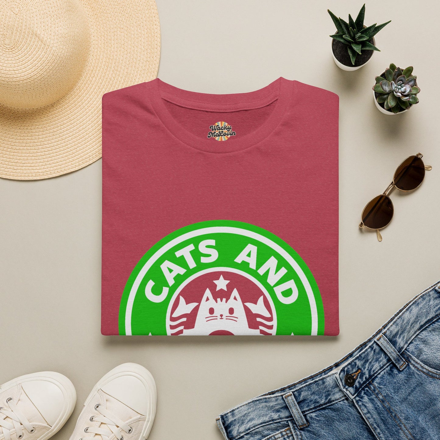 Cats And Coffee Retro Café Tee