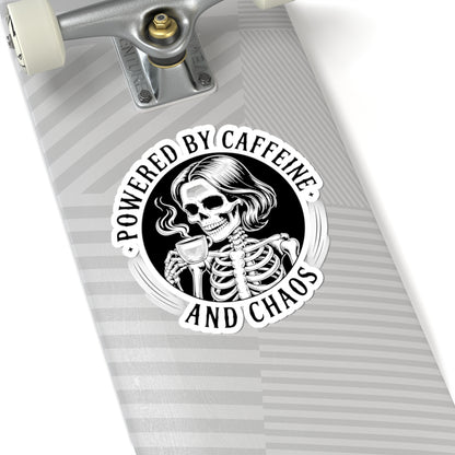 Powered by Caffeine and Chaos Kiss-Cut Sticker