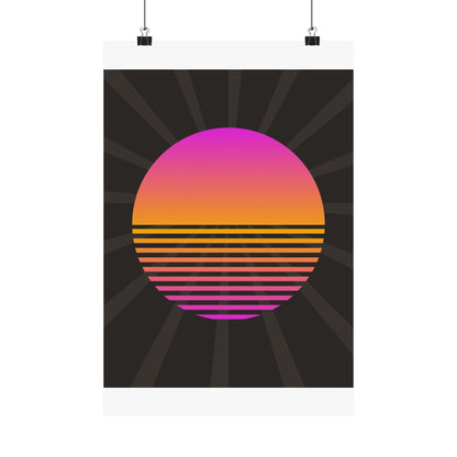 Sunset Grid Retro Poster