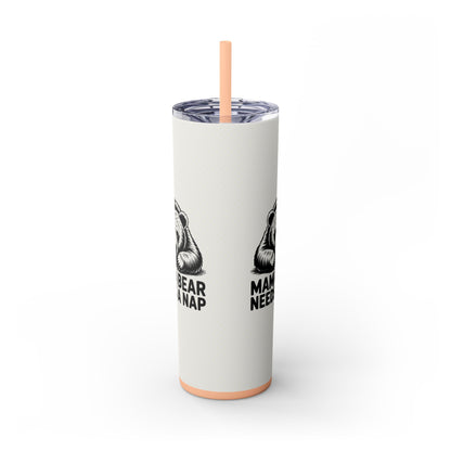 Mama Bear Needs a Nap 20oz skinny tumbler with full wrap retro print