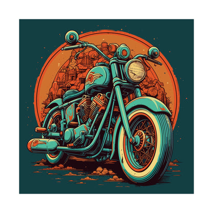Classic Motorcycle Sunset Square Art Print