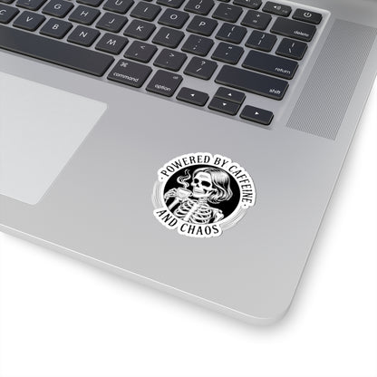 Powered by Caffeine and Chaos Kiss-Cut Sticker