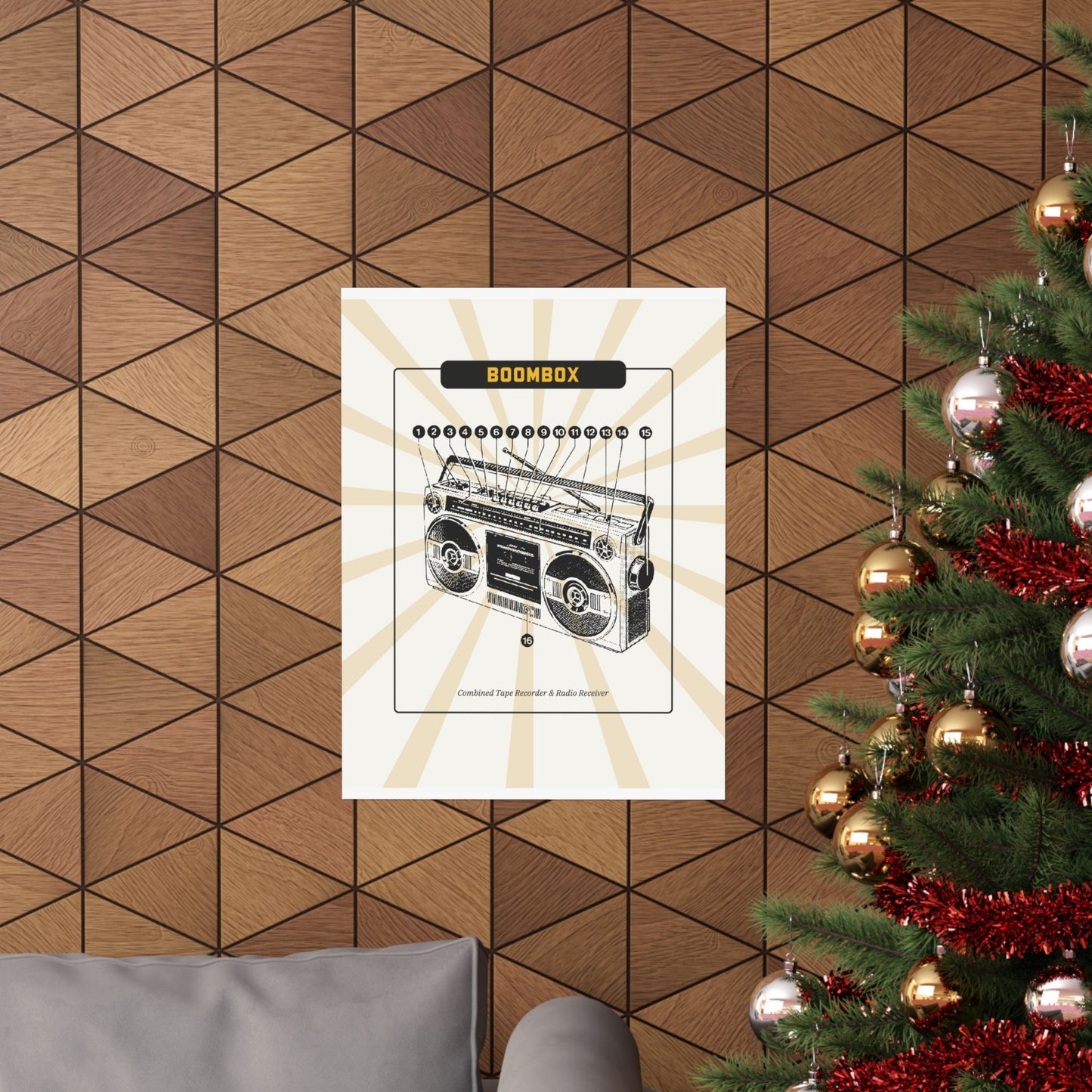 Boombox Blueprint Retro Poster