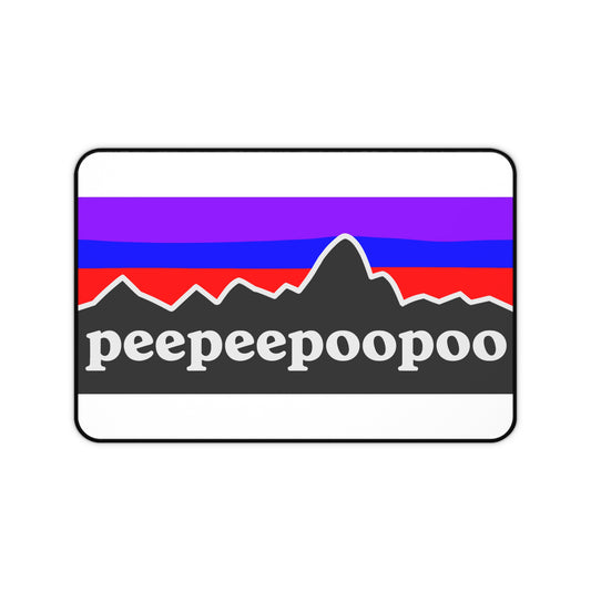 PeePeePooPoo Funny Desk Mat | Gamer Mouse Pad | Parody Outdoor Style Desk Pad | Gaming Setup Desk Mat