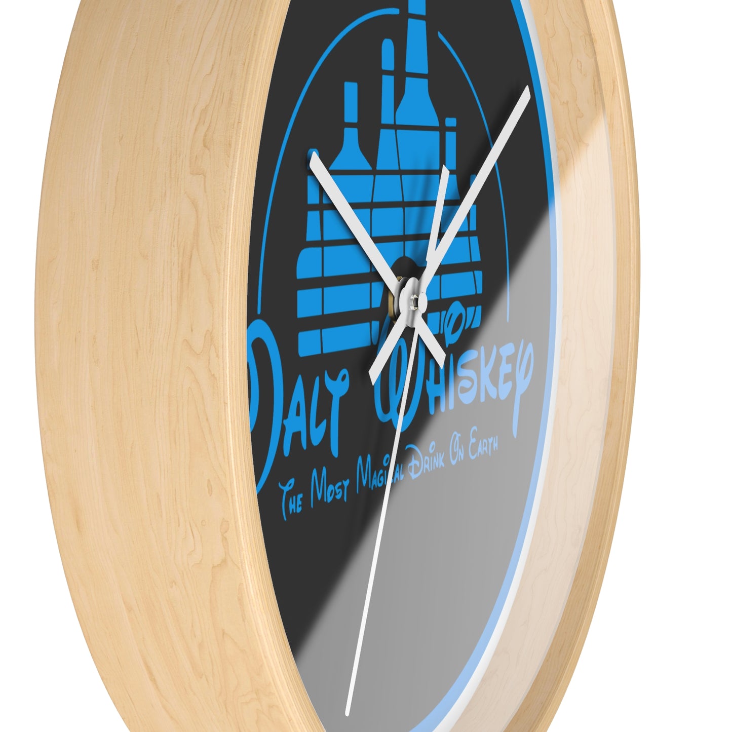 Malt Whiskey Bottles Wall Clock | Blue Logo Liquor Bar Decor