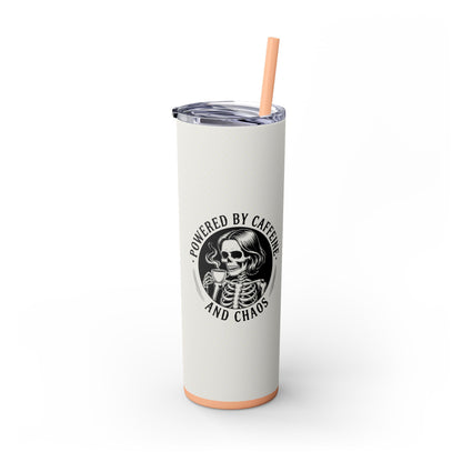 Powered by Caffeine and Chaos 20oz Skinny Tumbler