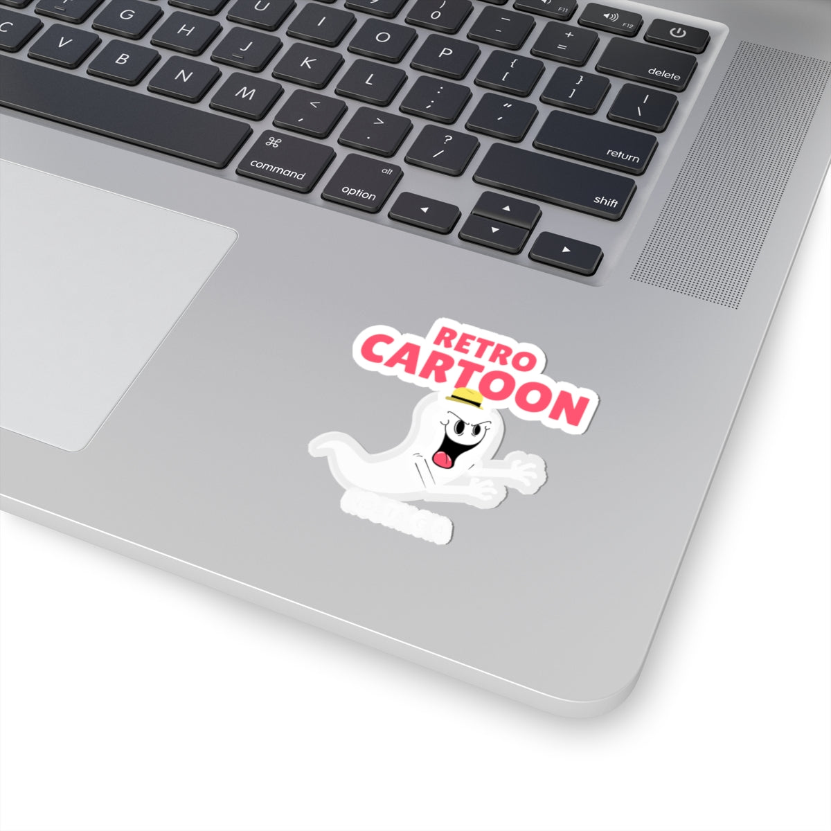 Retro Cartoon Ghost Kiss-Cut Sticker