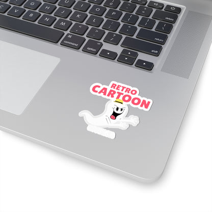Retro Cartoon Ghost Kiss-Cut Sticker