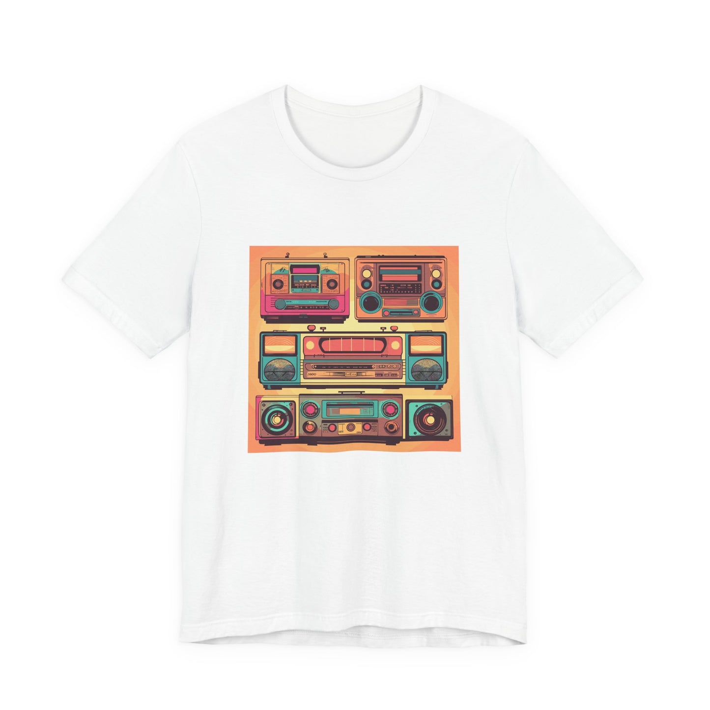 Boombox Collection retro vintage art unisex t-shirt with retro boombox radio design