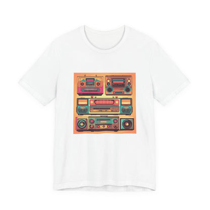Boombox Collection retro vintage art unisex t-shirt with retro boombox radio design