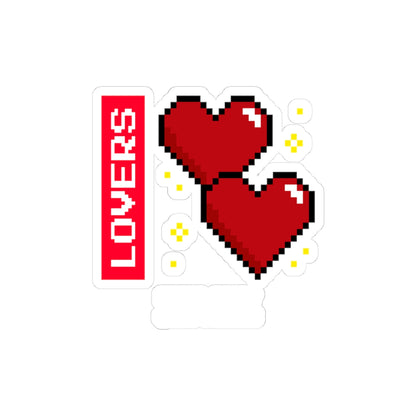 Lovers Press Start kiss-cut vinyl sticker with retro design