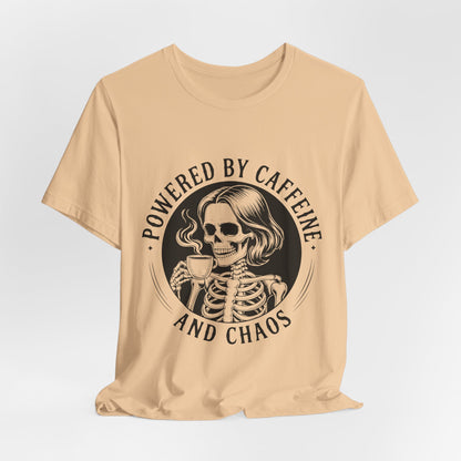 Powered by Caffeine and Chaos Skeleton Tee