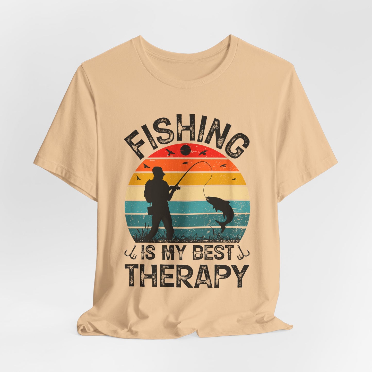 Fishing Is My Best Therapy Retro Sunset Tee
