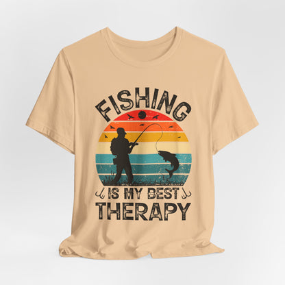 Fishing Is My Best Therapy Retro Sunset Tee