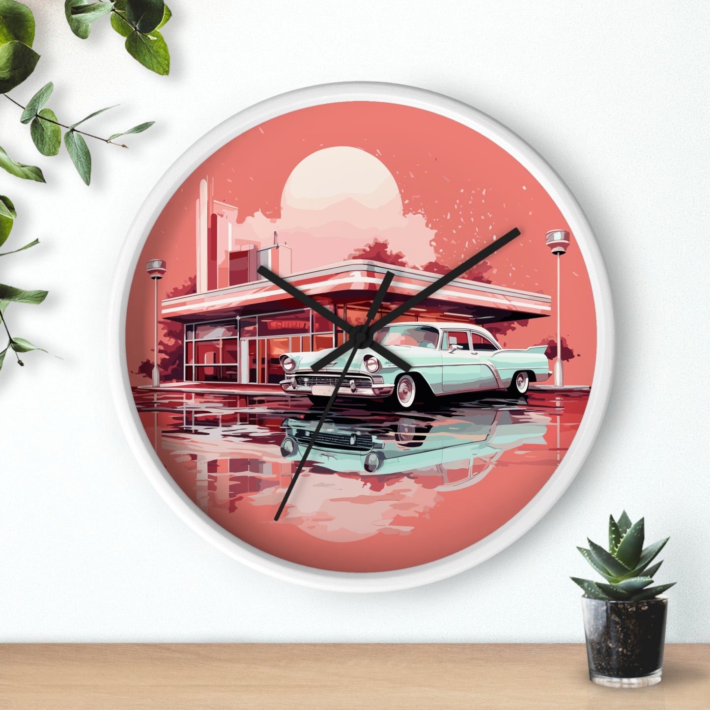Chrome & Neon Diner Wall Clock